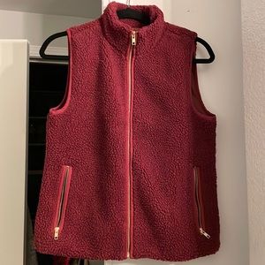 J.Crew Sherpa Vest - Maroon - XS NWT